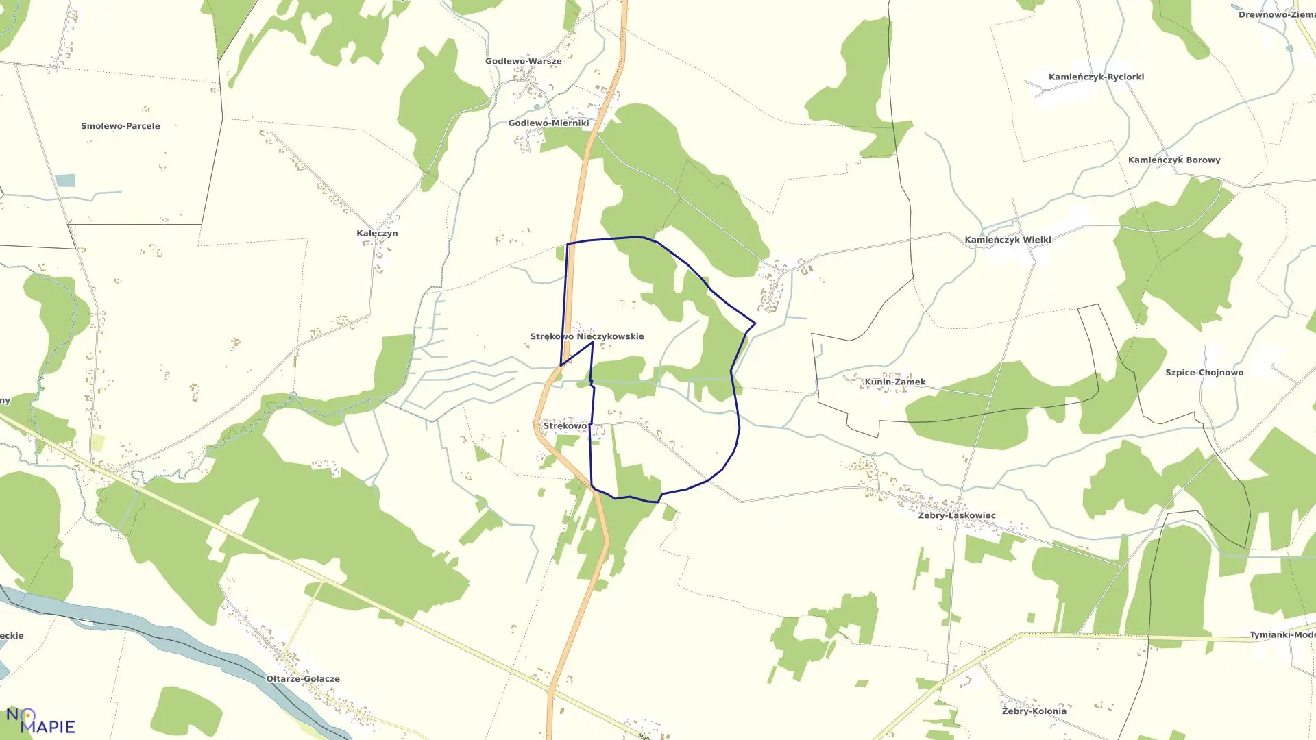 Mapa obrębu Strękowo Nieczykowskie w gminie Nur